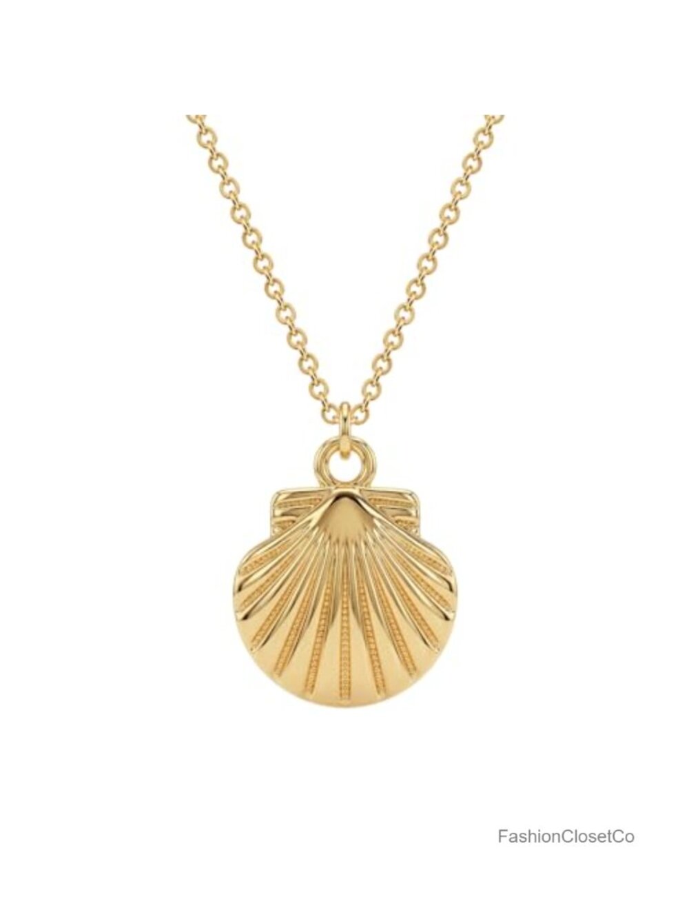 14K Gold Plated Shell Pendant Necklace for Women Summer Beach Water Resistant